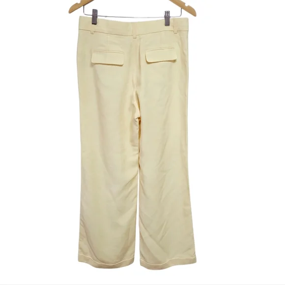 J Crew Cuffed Wide Leg Trouser Pants Luster Canvas Butter Yellow Size 8 - Picture 5 of 13
